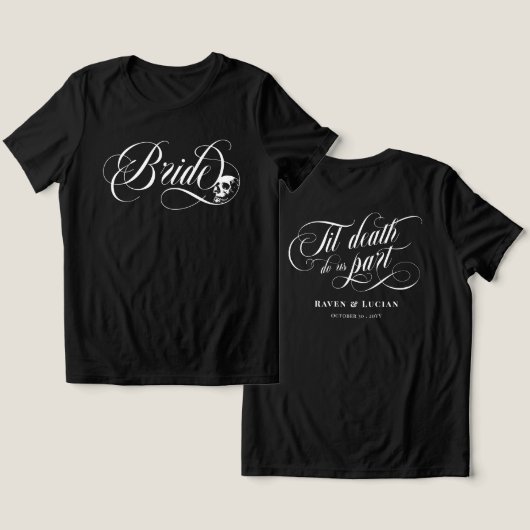 Bruid Til Death Do Us Part Schedel Gothic Wedding Tri-Blend Shirt (Ontwerp Voorkant & Achterkant)