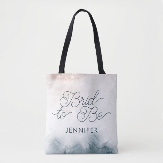 Bruid to Be Alcohol Ink Blush Blue Modern Wedding Tote Bag (Voorkant)
