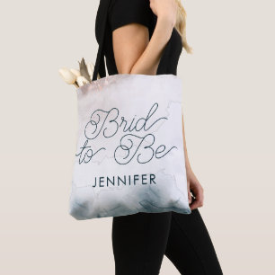 Bruid to Be Alcohol Ink Blush Blue Modern Wedding Tote Bag