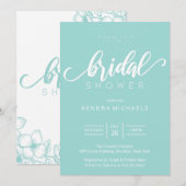 Bruid To Be, Aqua Blue Bruids Douche Uitnodigingen (Voorkant / Achterkant)