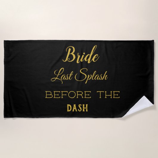 Bruid To Be Black Gold Bachelorette gepersonalisee Strandlaken (Voorkant)