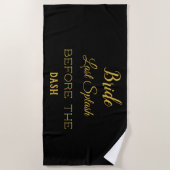 Bruid To Be Black Gold Bachelorette gepersonalisee Strandlaken (Voorkant)
