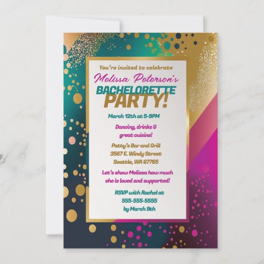 Bruid to Be Chic Confetti Bachelorette Party Kaart (Voorkant)
