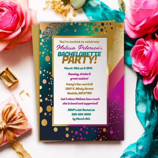Bruid to Be Chic Confetti Bachelorette Party Kaart