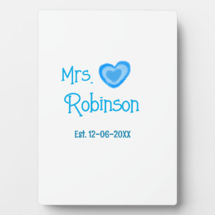 Bruid to be Mrs. add naam datum blauw hart waterve Fotoplaat