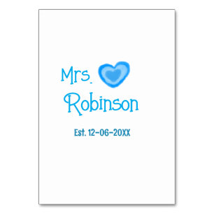 Bruid to be Mrs. add naam datum blauw hart waterve Kaart