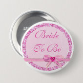 Bruid To Be Pink Bow Faux Glitter Button (Voorkant /achterkant)