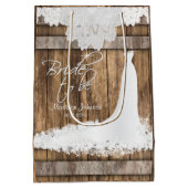 Bruid to Be - Rustiek hout en witte kant ontwerp Medium Cadeauzakje (Achterkant)