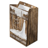 Bruid to Be - Rustiek hout en witte kant ontwerp Medium Cadeauzakje (Achterkant Gekanteld)