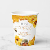 Bruid To Be | Waterverf Zonnebloem Bruidsdiner Papieren Bekers (Voorkant)