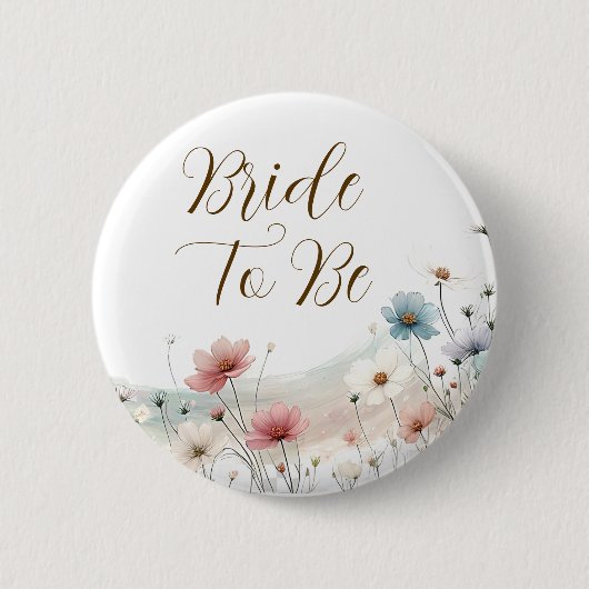 Bruid To Be | Wilde Bloem Bruidsfeest Ronde Button 5,7 Cm (Voorkant)