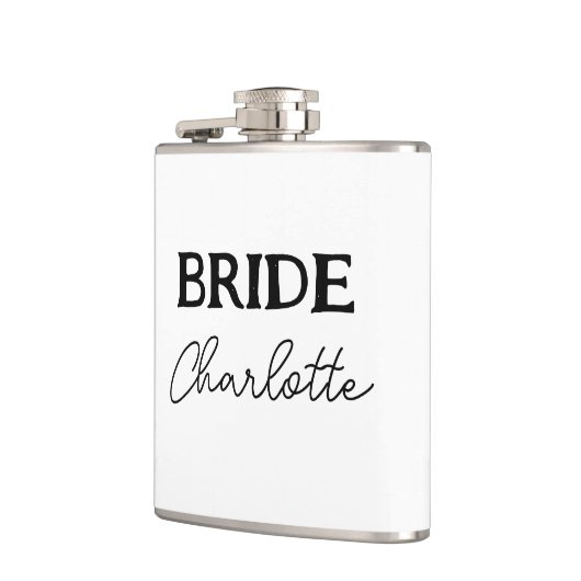 Bruid To Be | Zwart En Wit Naam Heupfles (Links)