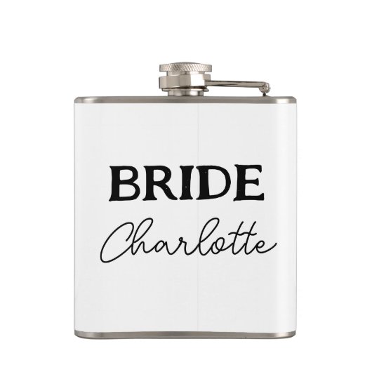 Bruid To Be | Zwart En Wit Naam Heupfles (Achterkant)