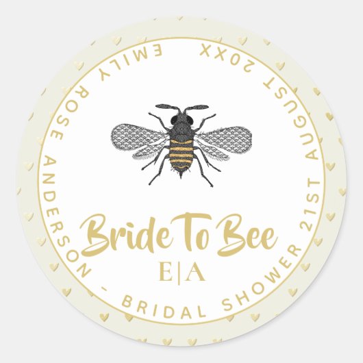 Bruid To BEE - Monogram Trouwdag Dank Je Ronde Sticker (Voorkant)
