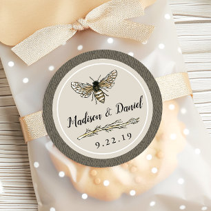 Bruid To Bee Rustic Umber Elegante Vintage Trouw Ronde Sticker