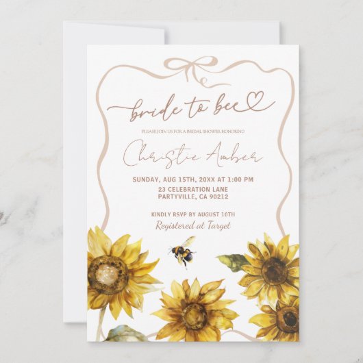 Bruid to Bee Zonnebloem en Bee Vrijgezellenfeest U Kaart (Voorkant)