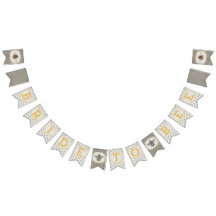 Bruid To Bee - zwart-wit-extra bijen Vlaggetjes