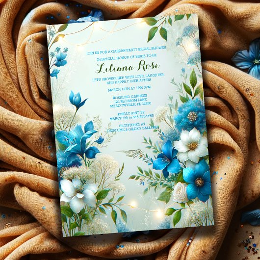 Bruid-to-Be's Blue Botanticals Garden Party Douche Kaart