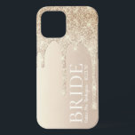 Bruid Toekomst Mrs Gold Glitter Drip Case-Mate iPhone Case<br><div class="desc">Deze prachtige gouden folie telefoonhoes met druppelende glitter van de bovenkant die "BRIDE" zegt in een modern PETTEN lettertype en uw toekomstige trouwnaam en trouwdatum in een script lettertype heeft, is ideaal voor u tijdens het plannen van uw bruiloft. Het zal er geweldige uitzien op je telefoon. Een bruid moet...</div>