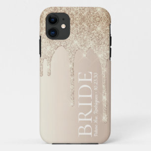 Bruid Toekomst Mrs Gold Glitter Drip Case-Mate iPhone Case