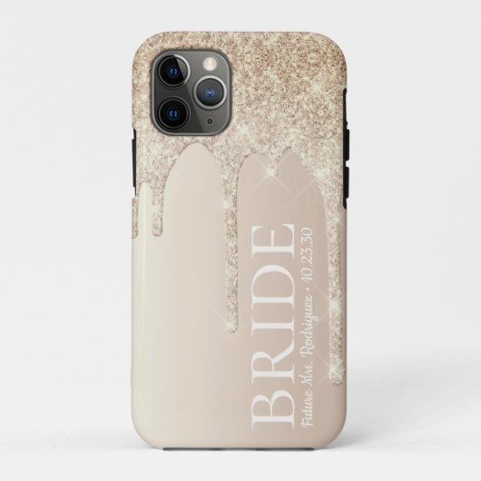 Bruid Toekomst Mrs Goud Glitter Drip Case-Mate iPhone Case (Achterkant)