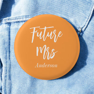Bruid Toekomst Mrs Orange Wit Ronde Button 3,2 Cm