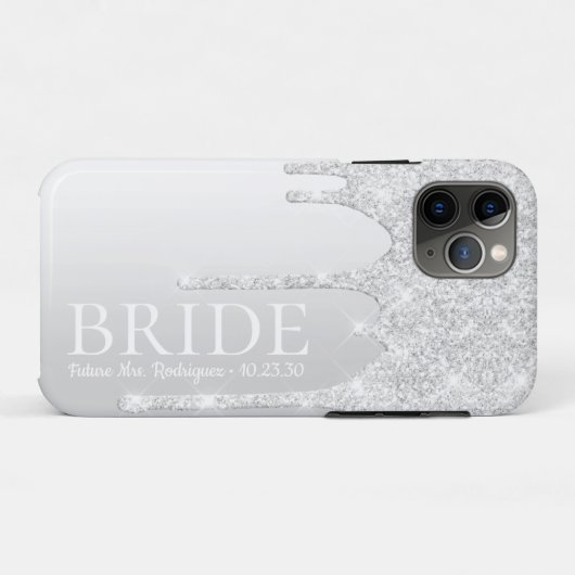Bruid Toekomst Mrs Silver Glitter Drip Case-Mate iPhone Case (Achterkant (horizontaal))