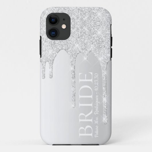 Bruid Toekomst Mrs Silver Glitter Drip Case-Mate iPhone Case (Achterkant)