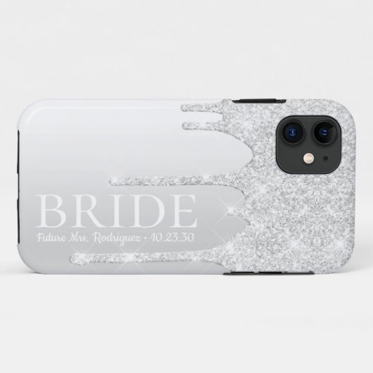 Bruid Toekomst Mrs Silver Glitter Drip Case-Mate iPhone Case (Achterkant (horizontaal))