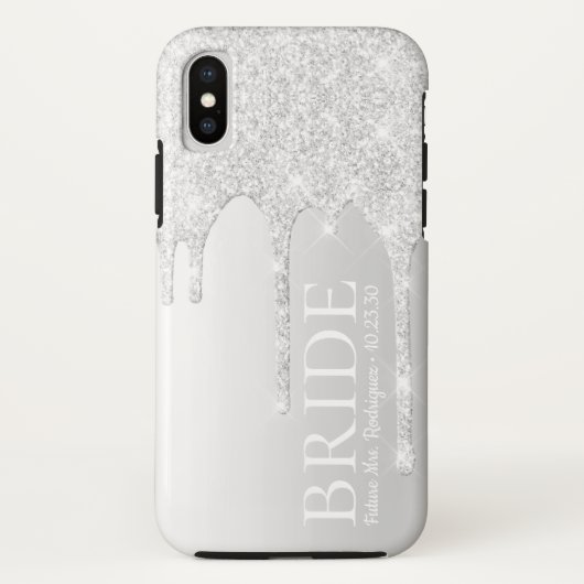 Bruid Toekomst Mrs Silver Glitter Drip Case-Mate iPhone Case (Achterkant)