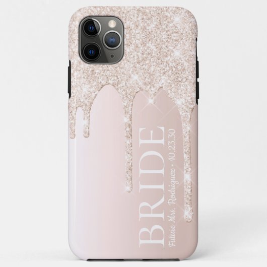Bruid Toekomstige Mevrouw Blush Roze Glitterschuin Case-Mate iPhone Case (Achterkant)