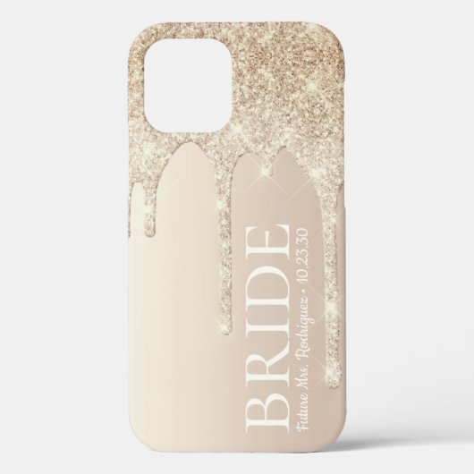 Bruid Toekomstige Mevrouw Goud Glitter Drip Case-Mate iPhone Case (Achterkant)
