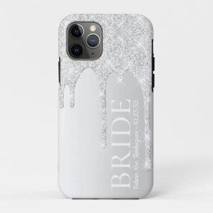 Bruid Toekomstige Mevrouw Zilver Glitter Drip Case-Mate iPhone Case