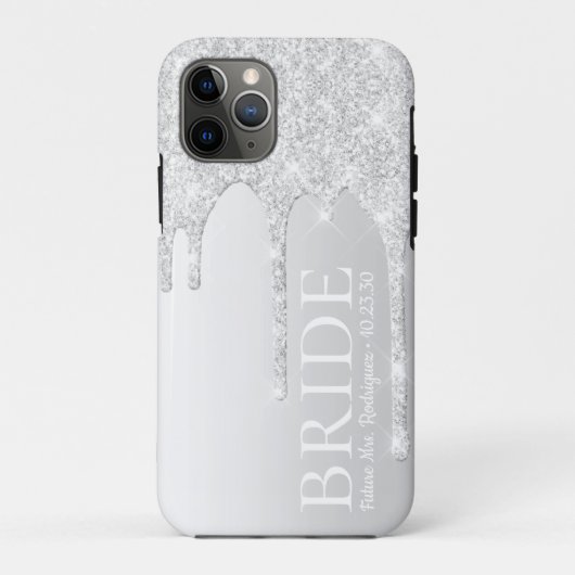 Bruid Toekomstige Mevrouw Zilver Glitter Drip Case-Mate iPhone Case (Achterkant)