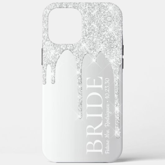 Bruid Toekomstige Mevrouw Zilver Glitter Drip Case-Mate iPhone Case (Achterkant)