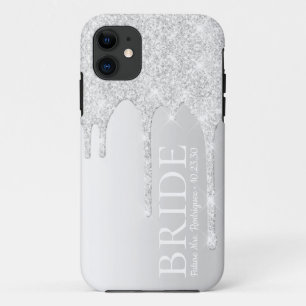 Bruid Toekomstige Mevrouw Zilver Glitter Drip Case-Mate iPhone Case