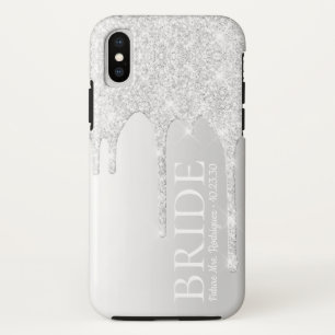 Bruid Toekomstige Mevrouw Zilver Glitter Drip Case-Mate iPhone Case