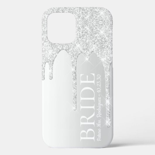 Bruid Toekomstige Mevrouw Zilver Glitter Drip Case-Mate iPhone Case (Achterkant)