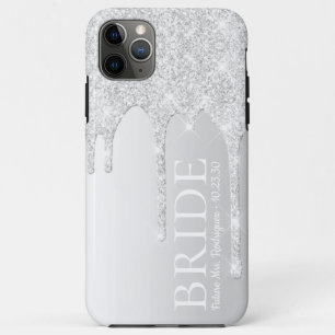 Bruid Toekomstige Mevrouw Zilver Glitter Drip Case-Mate iPhone Case