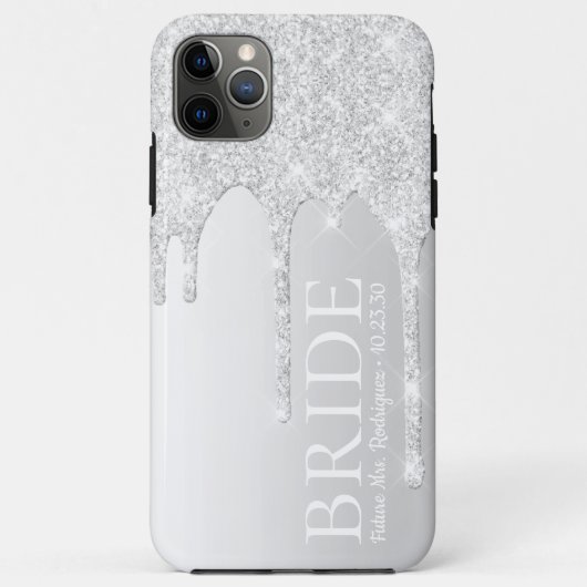 Bruid Toekomstige Mevrouw Zilver Glitter Drip Case-Mate iPhone Case (Achterkant)