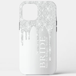Bruid Toekomstige Mevrouw Zilver Glitter Drip iPhone 12 Pro Max Hoesje