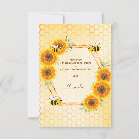 Bruid-tot-be Bruidsmeisjesfeest honingraat bloemen Bedankkaart (Achterkant)