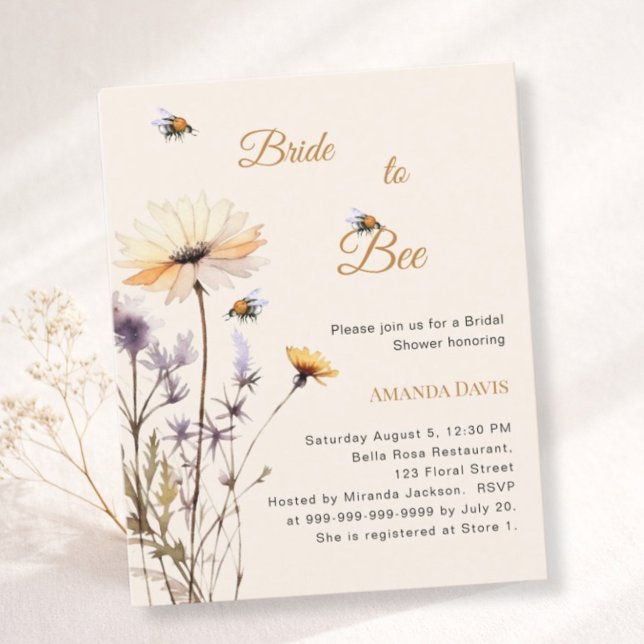 Bruid-tot-bee wilde bloemen bruidsfeest uitnodigin (Creator heeft geüpload)