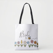 Bruid tot bij bloemen gepersonaliseerd geschenk tote bag (Voorkant)