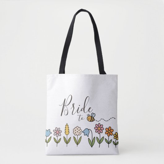 Bruid tot bij bloemen gepersonaliseerd geschenk tote bag (Voorkant)