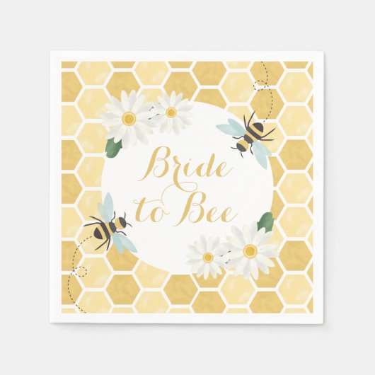 Bruid-tot-Bij Bruidsfeest honingraat en madeliefje Servet (Voorkant)