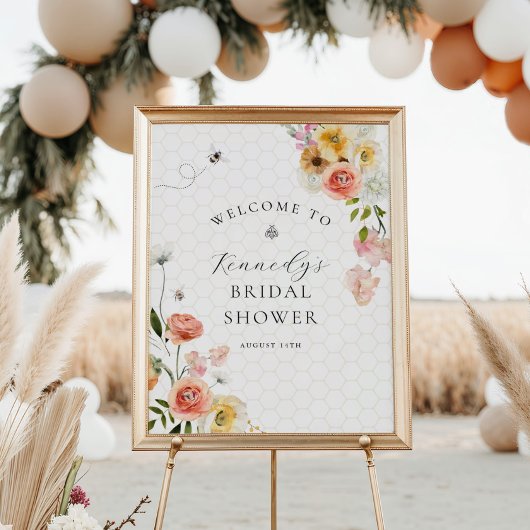 Bruid-tot-Bij-Florale-Babyborrel-Welkom Poster