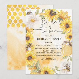Bruid Tot Bij Honeybee Bloem Bruiloft Feest Kaart