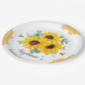 Bruid Tot Bij Honeycomb Zonnebloem Bruiloft Feest Papieren Bordje (Gekanteld)