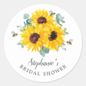 Bruid Tot Bij Honeycomb Zonnebloem Bruiloft Feest  Ronde Sticker (Voorkant)